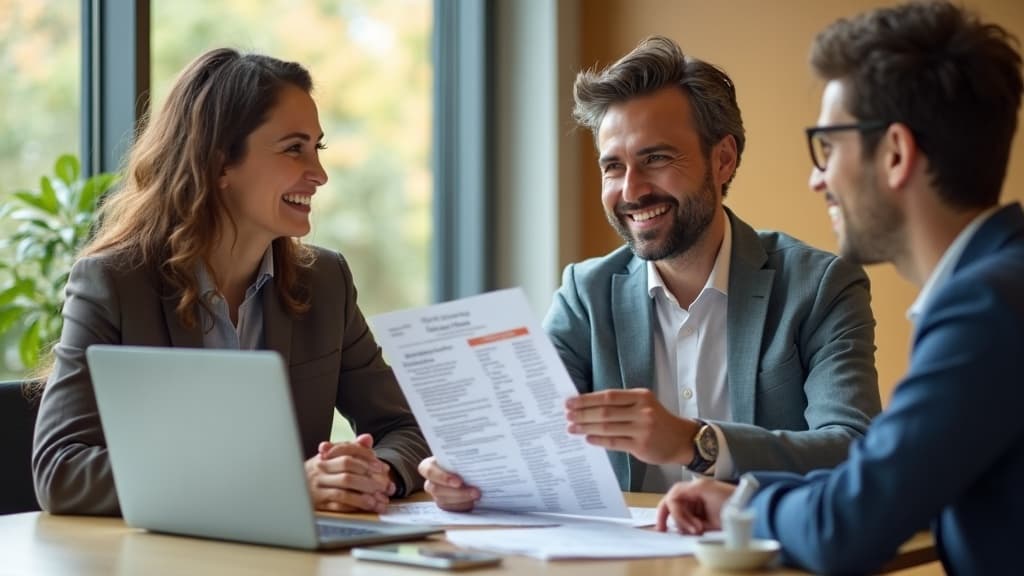 Consultant showing a pricing plan to clients